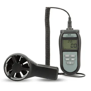 ETI 9035 Anemometer - black meter with air/velocity probe attachment