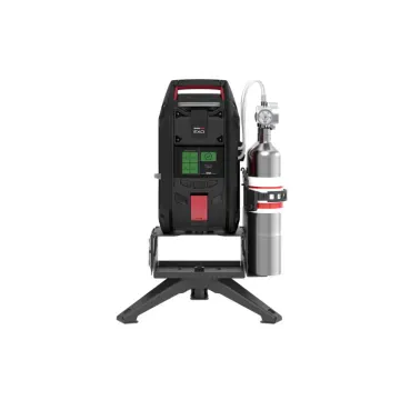 Blackline Safety EXO 8 Auto Bump and Calibration Station mounted on a tripod base with calibration gas cylinder and regulator