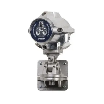 Stainless steel flame detector from FGD with blue label for 
 easy identification.