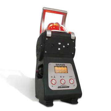 Transportable area gas detector from Teledyne Oldham with ultrabright LED visual alarm and handle for easy carrying. 