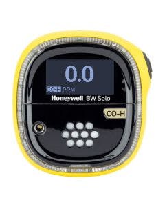 Yellow Honeywell BW Solo Single Gas Detector with yellow label to identify detection of CO-H2 gas.