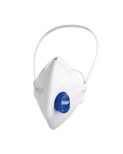 Drager X-plore 1730 CV FFP3 NR D Disposable Face Mask (Box of 10) – 3951198 with white elasticated strap.