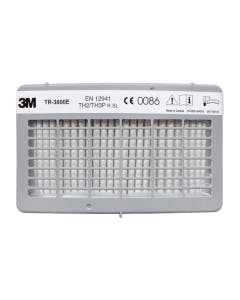 3M Particulate & Nuisance Organic Vapour Filter, TR-3802E. Grey in colour with certification marks on a white 3M label.