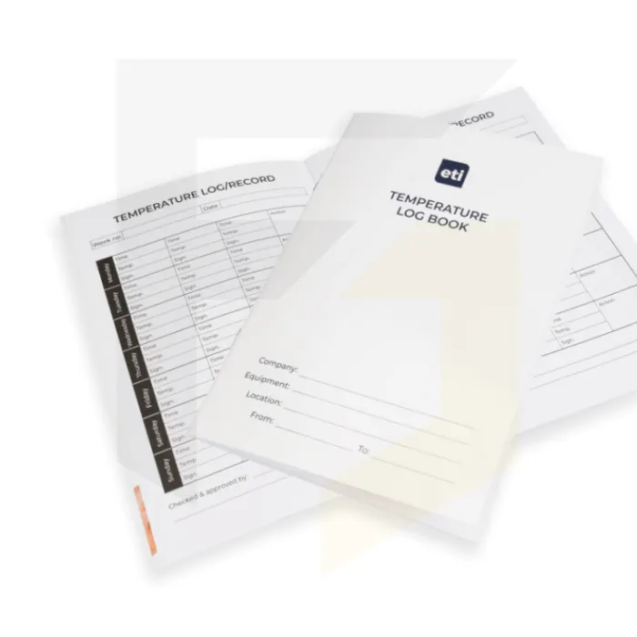 ETI A5 Temperature Log Book to record temperatures from temperature measurement processes