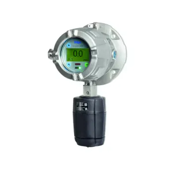 Drager Polytron® 8100 EC gas detector with a sleek silver junction box, displayed on a pristine white background, highlighting its sophisticated design and advanced technology for industrial gas monitoring.