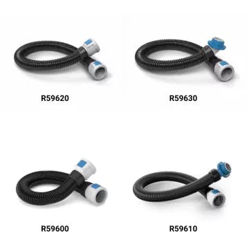 Drager PAPR hoses R59600, R59610, R59620, and R59630 compatible with Drager PAPR systems for enhanced workplace safety in hazardous environments.