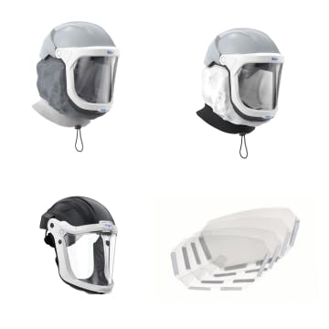 Drager helmets and visors for PAPR. 