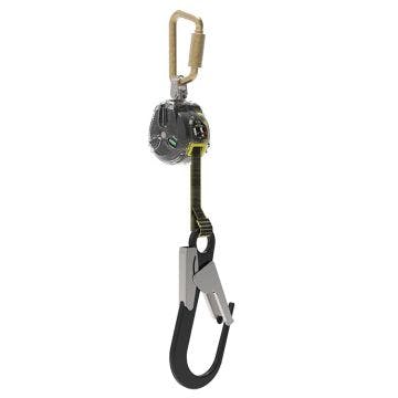 MSA V-TEC Mini PFL with 1.8m  Webbing, Single-Leg, Steel Twist-Lock Carabiner (Top), Aluminium Scaffold Lightweight Hook (End)
