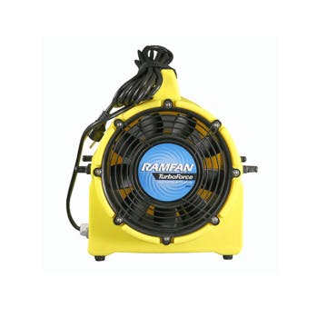 Ramfan UB20 Fan  Ventilator - non ATEX certified, face on with yellow casing. 