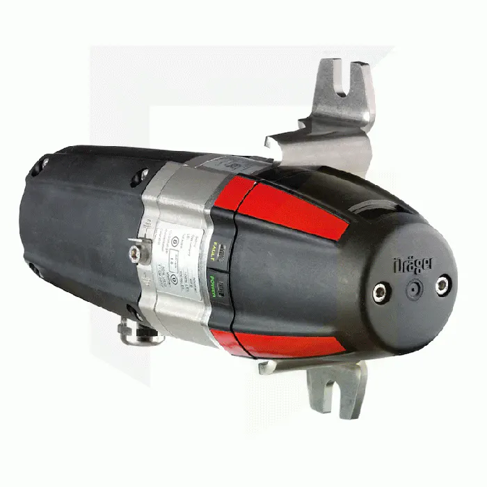 Drager Polytron PIR 700 fixed gas transmitter with metal brackets. 