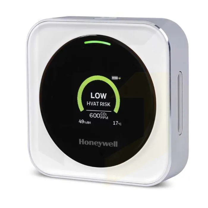 HTRAM Version 2 Wireless - White CO2 monitor with low risk displayed