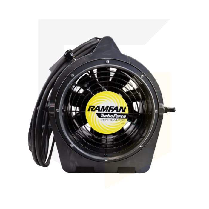 Black Ramfan 20cm with yellow logo - turbo force ventilator. 