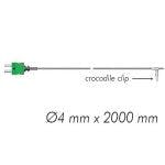 ETI Crocodile Clip Oven Probe (4 mm x 20 mm x 2000 mm lead) (133-041) that can be attached to oven racks