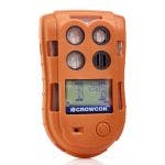 Crowcon T4 Multi-Gas Detector. A bright orange monitor with gas values shows on display. 