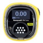 Yellow Honeywell BW Solo Single Gas Detector with a yellow label to identify detection of Phosphine (PH3) gas.