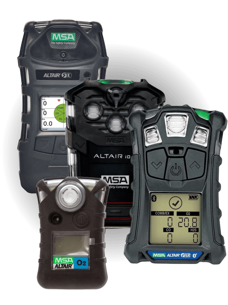 MSA Altair gas detectors including Altair 4XR, Altair 5X and Altair single-gas monitors for industrial gas detection and confined space safety